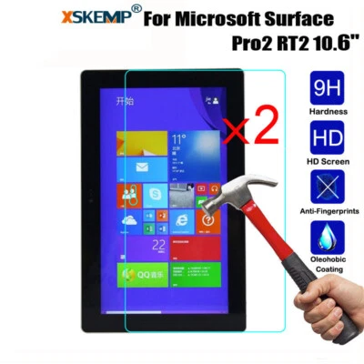 2Pcs 9H Tempered Glass Screen Protector Cover Microsoft Surface Pro 2 RT 2 10.6 - Image 1 of 4