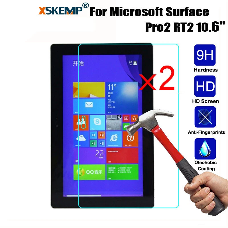 2Pcs 9H Tempered Glass Screen Protector Cover Microsoft Surface Pro 2 RT 2 10.6 - Image 1 of 4