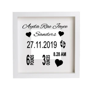 Personalised Baby Birth Frame Vinyl decal/Sticker For Box Frame BOOK - Picture 1 of 4