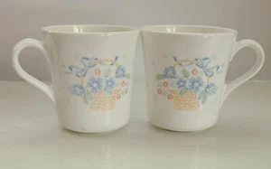 Set of 2 Corning Country Cornflower Coffee Cup Mug Blue Flowers in Basket, 1988 - Picture 1 of 7