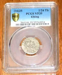 PCGS 1635 POLEN 1/24T ELBING SS 35 SS35 Polish Thaler Swedish Occupation Coin - Bild 1 von 4