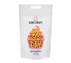 Cake Craft Sprinkles Gold Sugar Pearls Cupcakes Cake Decorating 3.53 oz - Picture 1 of 2