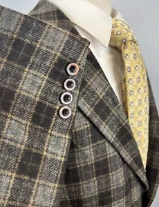 Esprit Men's Brown Glen Check Wool Sport Coat Blazer Jacket Slim Fit Sz XXL 2XL - Picture 1 of 14