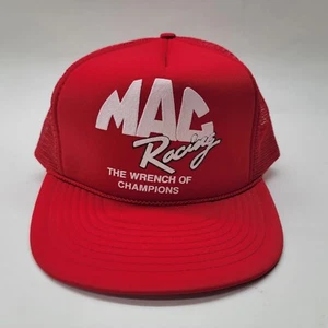 Vintage Mac Racing Trucker Hat The Wrench Of Champions Mesh Back Snapback Red - Picture 1 of 9
