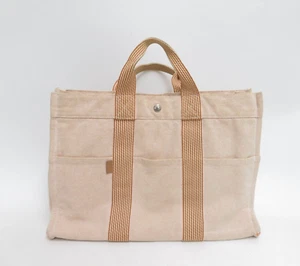 Authentic Hermes Fourre Tout MM Canvas Tote Bag Black #39788 - Picture 1 of 20