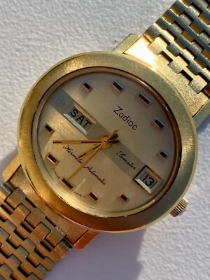 Zodiac Senator SST 36000 Hermatic Automático 21 Joyas con Banda Zodiacal Dorada Rara Foto 1 de 4