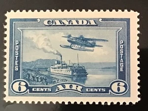 Canada π¨π¦ stamp KGVI 1938 6c blue Fairchild seaplane MH - Picture 1 of 2