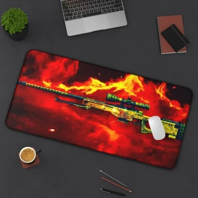 Gaming Mauspad, CSGO Mauspad, Schreibtischunterlage, AWP | Dragon Lore 40x80 cm - Bild 1 von 4