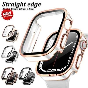 Verre Trempé Apple Watch 40 44 45 Vitre Film Protector Coque Housse Case Cover - Photo 1 sur 21