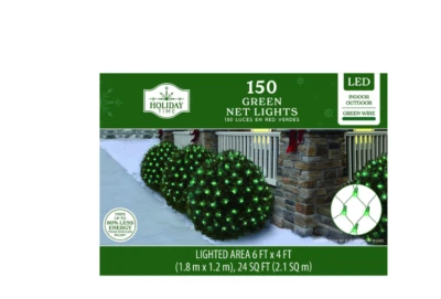 New ! 150-Count Green LED Net Christmas Lights with Green Wire, 24 sq. ft. - Image 1 of 2