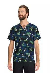Cherokee Licensed Scrubs Men's V Neck Print Top TF740 MKIH Take It Chill - Picture 1 of 6