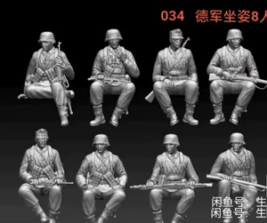 1/72 Segunda Guerra Mundial Ejército Alemán "Postura sentada de invierno" Modelo de grupo de 6 hombres (impreso en 3D) - Imagen 1 de 1