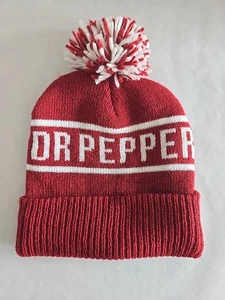 Vtg Dr Pepper Pom Beanie Knit Hat - Picture 1 of 5