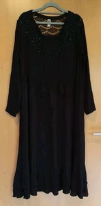 Neues Tredy Kleid Maxikleid Gr 2 Schwarz mit Spitze & Schmucksteinen Crash - Bild 1 von 3