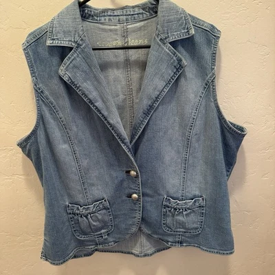 Vintage Y2K Squeeze Jeans Denim Vest Casual Sleeveless Jacket Jean Plus Size 20 - Image 1 of 4