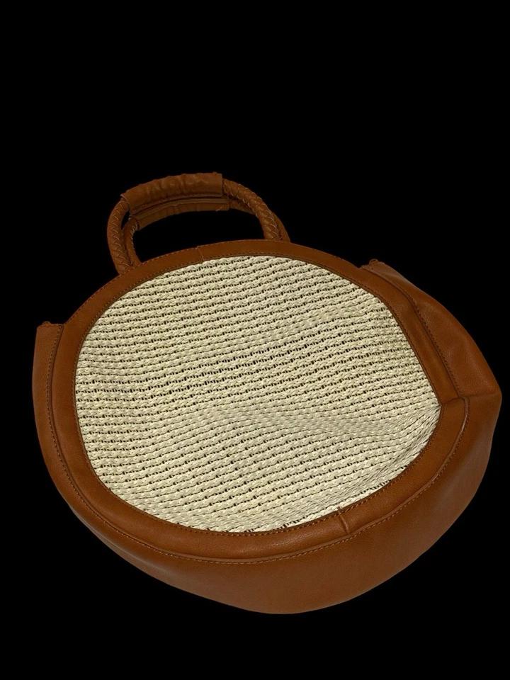 Bolso Cartera Tejido Redondo Sole Society Cuero Sintético Tostado con Monedero Boho Chic Foto 1 de 4