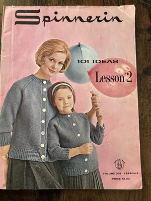1963 Spinnerin #309  101 Ideas Knitting Patterns Sweaters Women~Men~Children - Image 1 of 4