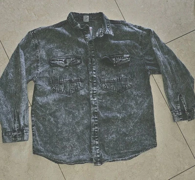 De Colección Años 80 90 Slick ACID WASH Azul Jean PUNK Rock SKATER STREETWEAR Chaqueta Denim Foto 1 de 4