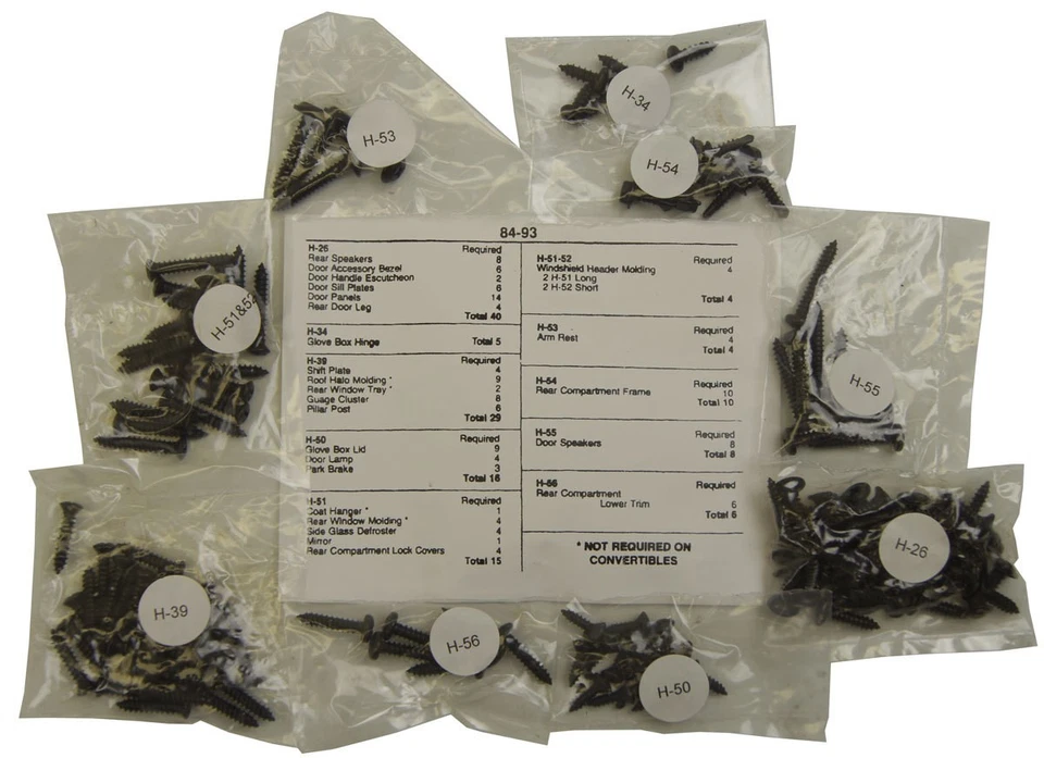 1984-1993 Chevrolet Corvette C4 Interior Screw Set Kit 136 Pieces New - Изображение 1 из 3
