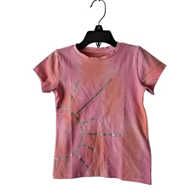 NWT Crewcuts J. Crew Sequin Tie-Dye Sun Graphic Tee T-Shirt Pink Girls Size XXS - Image 1 of 4