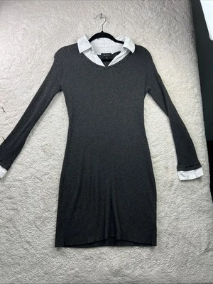 VESTIDO SUÉTER MUJER AB STUDIO Gris TALLA GRANDE Blanco Cuello Y Puños Elastizados Foto 1 de 4