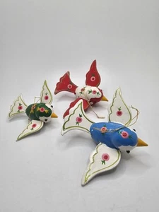 3 Vintage Wooden Bird Christmas Ornaments Handpainted - Picture 1 of 5