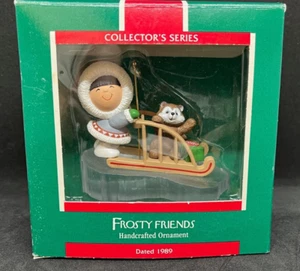 Hallmark Keepsake Ornament Frosty Friends 1989 10th #10 in Series Dog Fox Sled - Picture 1 of 2