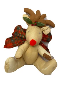 Rudolph Reindeer Fabric Plush Doll Shelf Stuffed Christmas Decor 10” - Picture 1 of 9
