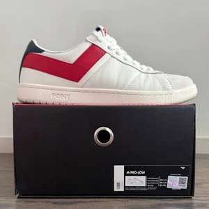PONY M-Pro Low Bianco/Rosso/Blu Casual Basket Uomo 9.5, Indossato, 550-10210 - Foto 1 di 6