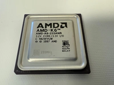 AMD AMD-K6-233ANR 233MHZ CPU PROCESSOR AMD-K6 3.2V CORE 3.3V I/O PINS DISCOLORED - Image 1 of 4