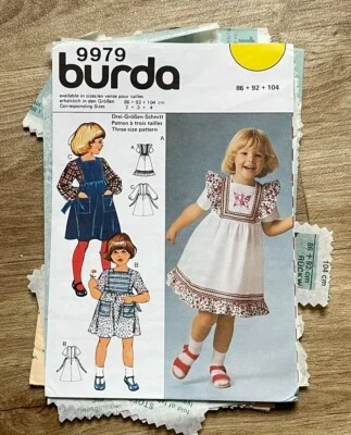 VINTAGE Burda SEWING PATTERN Girls Clothes Dresses - No 9979 from 1970/80s - Image 1 of 2