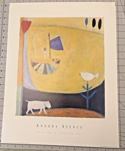 Vtg Annora Spence Print Boat on a Yellow Sea 20 x 15.5 in Unframed 1994 - Picture 1 of 4