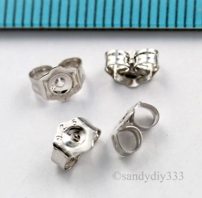 10x PENDIENTES DE PLATA ESTERLINA RODIADA TUERCA MARIPOSA EMBRAGUES ESPALDA #3016 Foto 1 de 2