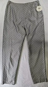 Valerie Stevens Dress Pants Sz 8 Silver Diamond 100% Silk Tapered Retroglam NWT - Picture 1 of 10