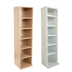 6 Tier Wooden CD DVD Game Book Shelf Storage Tower Rack- Fits 102 CDs Holders UK - Picture 1 of 22