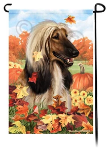 Falling Leaves Garden Flag - Afghan Hound - Picture 1 of 1