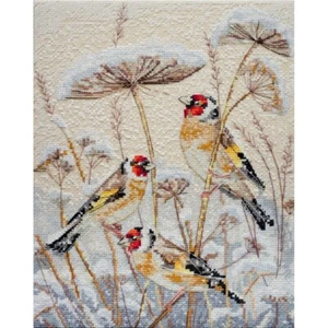 Gezähltes Kreuzstich-Set Wintervögel DIY unbedruckte Leinwand - Bild 1 von 4