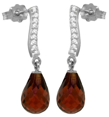 14K. PENDIENTE ORO MACIZO CON DIAMANTES Y GRANATES (Oro Blanco) Foto 1 de 4