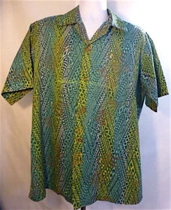 1960'S LEI-O-HAWAII SPORTSWEAR COTTON HAWAIIAN SHIRT ABSTRACT TAPA PRINT LARGE!! - Picture 1 of 10