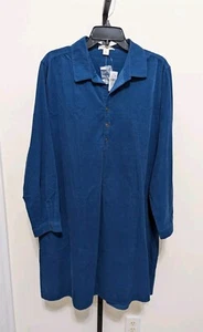 Coldwater Creek Women's Plus Lake Valley Blue Shirt Dress Corduroy XL $129 - Picture 1 of 9