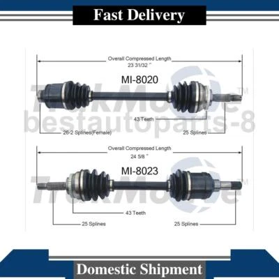 Front CV Axle Joint Shaft 2X Fits 2000 1995 1996 1997 1998 1999 Dodge Avenger - Image 1 of 3