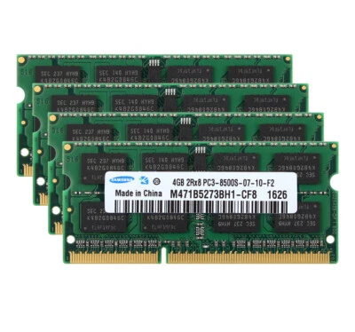 4X 4GB Samsung 2RX8 DDR3 1066MHz PC3-8500S 204PIN SODIMM Laptop CPU Memory RAM - Image 1 of 4