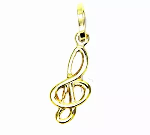 CIONDOLO ORO GIALLO 18KT pendente NOTA MUSICALE chiave di sol - uomo donna - Imagen 1 de 5
