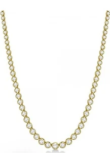 18k Solid Yellow Gold Bezel-Set Diamond Tennis Necklace 3.00 Carat - Picture 1 of 7