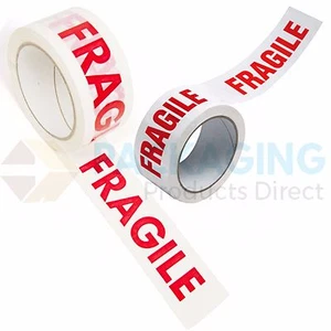 6 ROLLS OF FRAGILE PRINTED PARCEL PACKING TAPE 48mmx50M - Picture 1 of 8