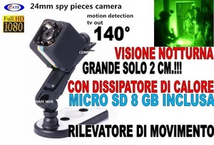 MICROTELECAMERA SQ11 + 8 GB INFRAROSSI FULL HD MICROSPIA GRANDANGOLO OCCULTABILE - Imagen 1 de 4