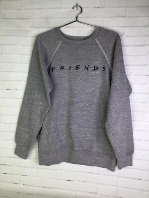 Friends TV Show Embroidered Crew Neck Pullover Knit Sweatshirt Gray Men's Size M - Изображение 1 из 4