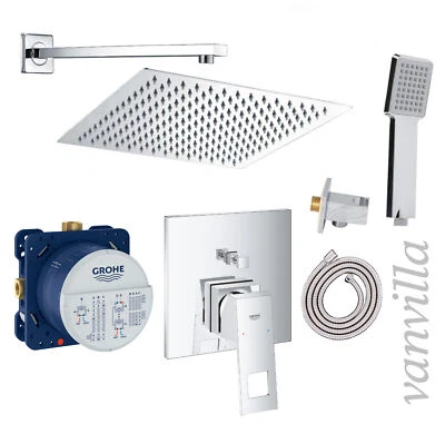 vanvilla Duschset Regendusche mit Duscharmatur Grohe Unterputz GE101 poliert