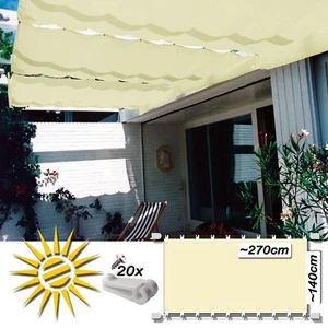 Seilspannmarkise creme ca 270x140 cm Pergola Komplett Peddy Shield Sonnensegel - Bild 1 von 12