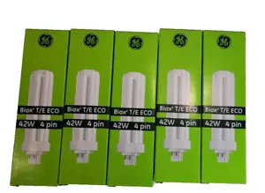 PACK OF 5 GE Compact Fluorescent Light Bulb 42W 4 PIN BIAX T/E ECO 5 BULBS - Picture 1 of 4